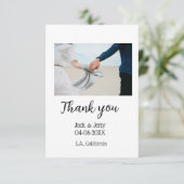 ありがとう モダン シンプル ウェディング カップル 名前 メッセージ サンキューカード (スタンド正面)