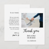 ありがとう モダン シンプル ウェディング カップル 名前 メッセージ サンキューカード (正面/裏面)