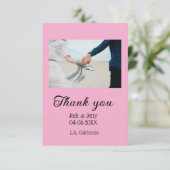 ありがとう モダン シンプル ウェディング カップル 名前 メッセージ サンキューカード (スタンド正面)