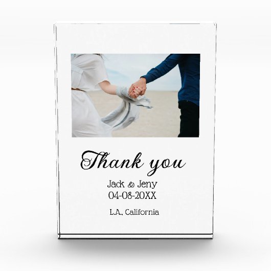 ありがとう モダン シンプル ウェディング カップル 名前 メッセージ フォトブロック (正面)