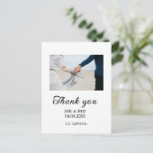 ありがとう モダン シンプル ウェディング カップル 名前 メッセージ ポストカード (スタンド正面)