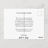 ありがとう モダン シンプル ウェディング カップル 名前 メッセージ ポストカード (裏面)