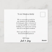 ありがとう モダン シンプル ウェディング カップル 名前 メッセージ ポストカード (裏面)