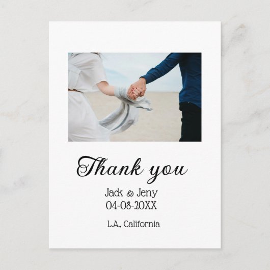ありがとう モダン シンプル ウェディング カップル 名前 メッセージ ポストカード (正面)