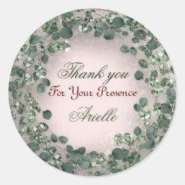 ありがとう ユーカリ バースデー ミント グリーン ローズ ラウンドシール