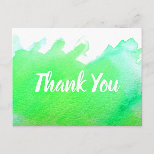 ありがとう ライムグリーンの水彩アート 引用句 ポストカード (正面)