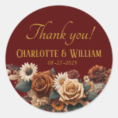 ありがとう！ラスティック フローラル ウェディング ラウンドシール (正面)
