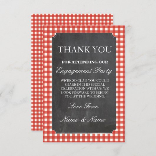 ありがとう レストリックカード 赤チェック 結婚式 チョーク サンキューカード (正面/裏面)