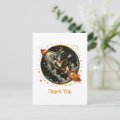 ありがとう ロケット シップ フレンチ ブルドッグ 宇宙飛行士 ポストカード (スタンド正面)