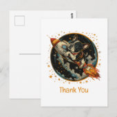 ありがとう ロケット シップ フレンチ ブルドッグ 宇宙飛行士 ポストカード (正面/裏面)