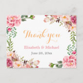 ありがとう – ロマンチックなシックなフローラ 包まれた ポストカード (正面)