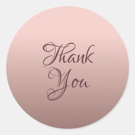 ありがとう ローズゴールド カラー タイポグラフィ テンプレート ラウンドシール (正面)