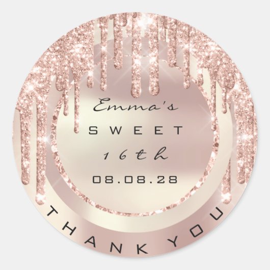 ありがとう ローズ ドリップス スウィート 16th グリッター 15th スパーク ラウンドシール (正面)