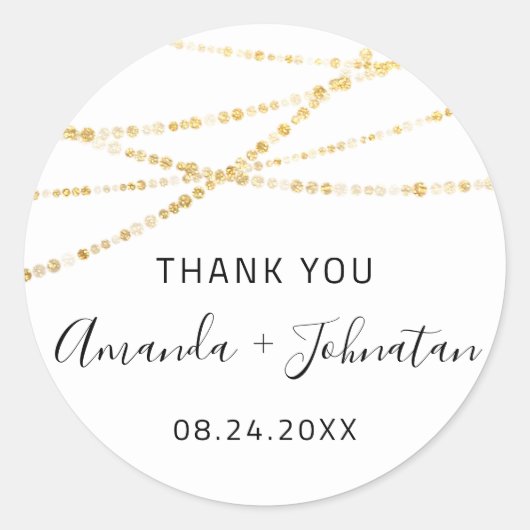 ありがとう、ローズ 名前 日付 白 ゴールド ライト シンプルに ラウンドシール (正面)
