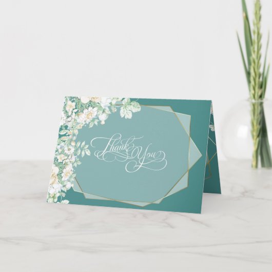 ありがとう | ワイルドフラワーとベリーのジオメトリック サンキューカード (正面)