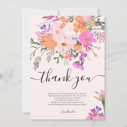 ありがとう ワイルドフラワーパステル 春のシャワー サンキューカード (正面)