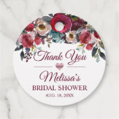 ありがとう ワインレッドの花の水彩画 ブライダルシャワー フェイバータグ (裏面)