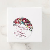 ありがとう ワインレッドの花の水彩画 ブライダルシャワー フェイバータグ (インサイチュ)