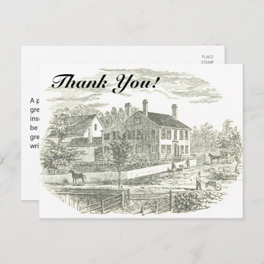 「ありがとう！」+ヴィンテージハウス&ファームイラストレーション ポストカード (正面/裏面)