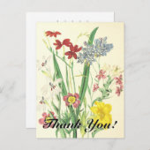 「ありがとう！」+ヴィンテージルックカラフルフラワー ポストカード (正面/裏面)