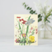 「ありがとう！」+ヴィンテージルックカラフルフラワー ポストカード (スタンド正面)