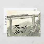 「ありがとう！」、ヴィンテージ列車&ブリッジ葉書 ポストカード (正面/裏面)