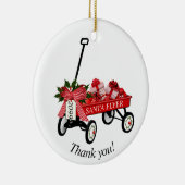 「ありがとう！」 今年の赤ワゴンのクリスマスオーナメント セラミックオーナメント (右)
