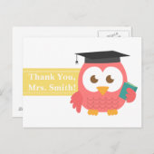 ありがとう，先生感謝，先生フクロウ ポストカード (正面/裏面)