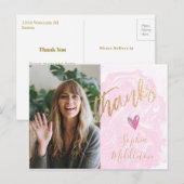 ありがとう 卒業 現代的なピンクの写真 ゴールド, ポストカード (正面/裏面)