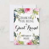 ありがとう　友達としてくれて　感謝の気持ちです カード (正面)