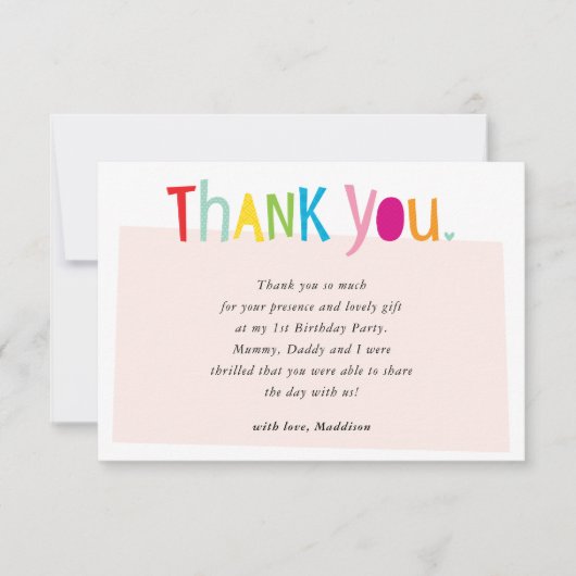 ありがとう 可愛い カラフル モダン タイポグラフィ サンキューカード (正面)