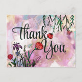 ありがとう 可愛い ワイルドフラワー 水彩 マーブル クラウド ポストカード (正面)