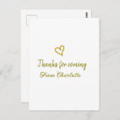 ありがとう、名前を追加するテキストメッセージのゴールドハート ポストカード (正面/裏面)