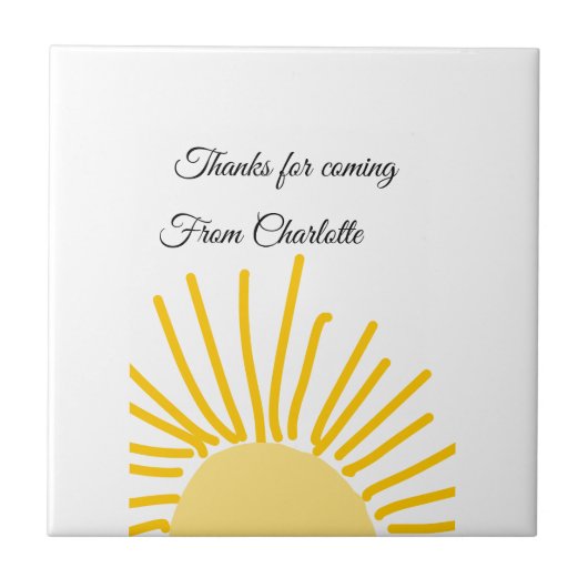 ありがとう、名前を追加するテキストメッセージ太陽 タイル (正面)