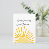 ありがとう、名前を追加するテキストメッセージ太陽 ポストカード (スタンド正面)