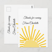 ありがとう、名前を追加するテキストメッセージ太陽 ポストカード (正面/裏面)