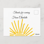 ありがとう、名前を追加するテキストメッセージ太陽 ポストカード (裏面)