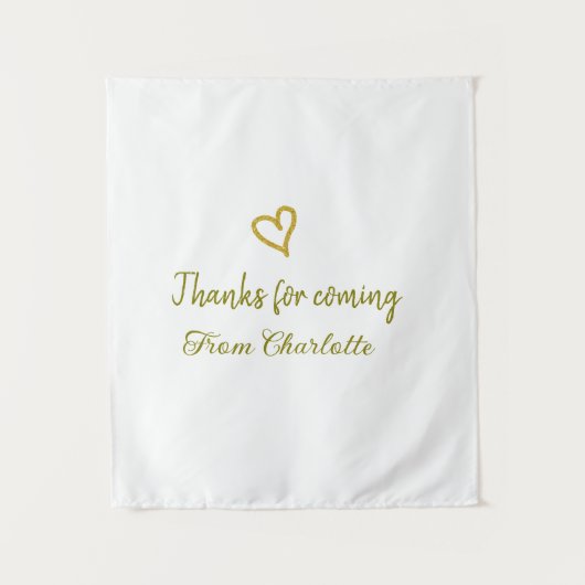 ありがとう、名前を追加 - テキストメッセージ - ゴールデンハート タペストリー (正面)