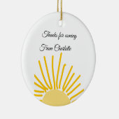 ありがとう、名前を追加 - テキストメッセージ - 太陽 セラミックオーナメント (右)