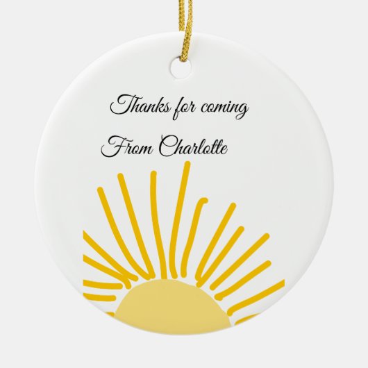 ありがとう、名前を追加 - テキストメッセージ - 太陽 セラミックオーナメント (正面)