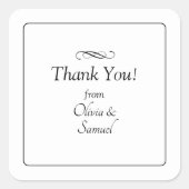ありがとう!名前付き、ブラック&ホワイトのインフィニティスクロール スクエアシール (正面)