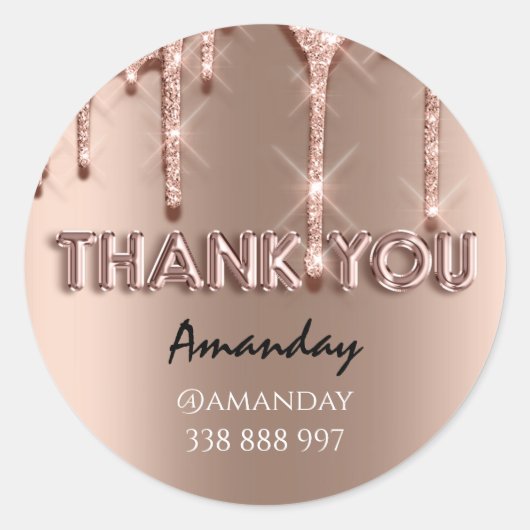 ありがとう 名前 ドリップス ローズ インスタグラム ローズ ラウンドシール (正面)