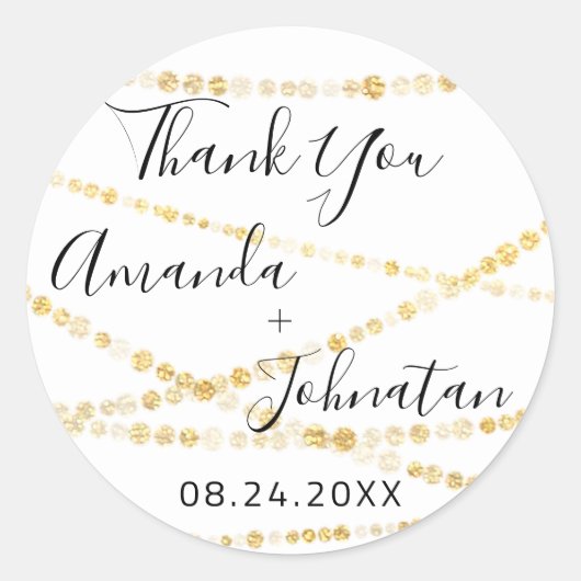 ありがとう 名前 日付 ホワイトゴールド ライトホワイト ラウンドシール (正面)
