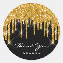 ありがとう 名前 16歳のウェディングシャワー ゴールド ブラック ラウンドシール