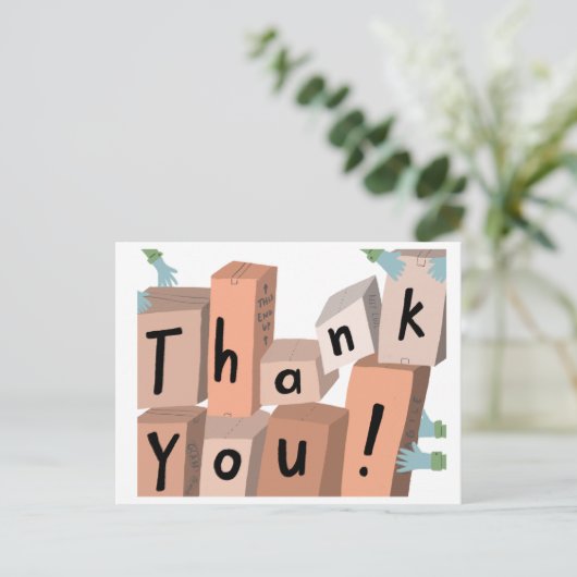 ありがとう 宅配便 配送ボックス 引っ越し ポストカード (スタンド正面)