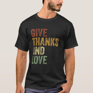 ありがとう+愛を伝えるレトロ調ピース Tシャツ