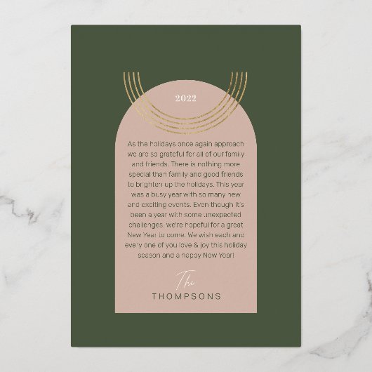 ありがとう 感謝の気持ち 現代の幾何学的なアーチ 二枚の写真 箔シーズンカード (裏面)