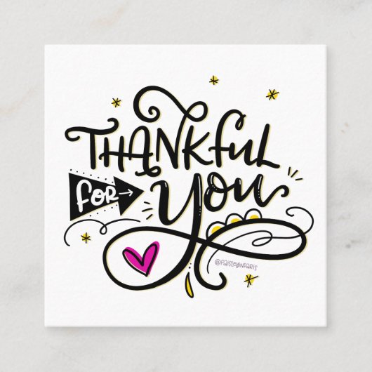 ありがとう、手が出た スクエア名刺 (正面)