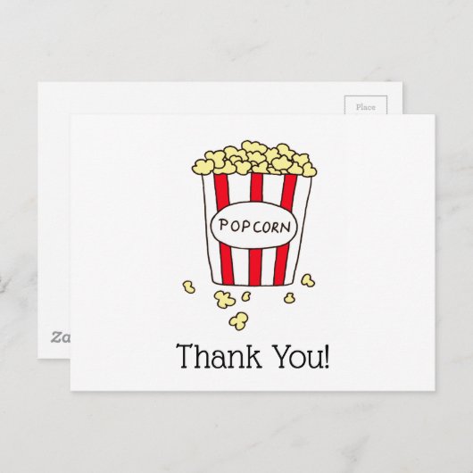 ありがとう 映画館のポップコーン 赤白 バケツ ポストカード (正面/裏面)