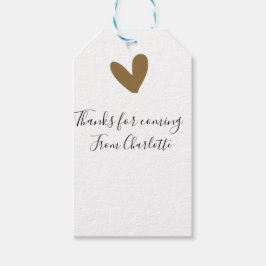 ありがとう、来てくれて　名前　テキストメッセージ　ゴールドハート ギフトタグ